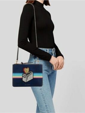 Marc Jacobs Navy Crossbody with Rainbow Stripe & Heart-Toaster Patch